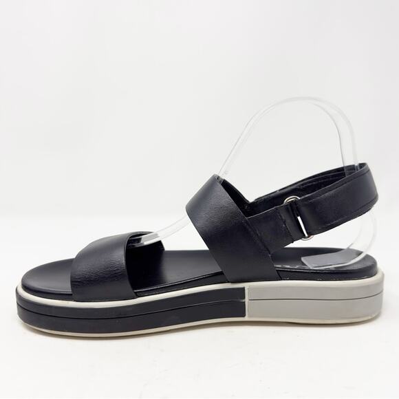 Prada Logo Embossed Rubber Trimmed Leather Sandals in Black - Picture 10 of 15